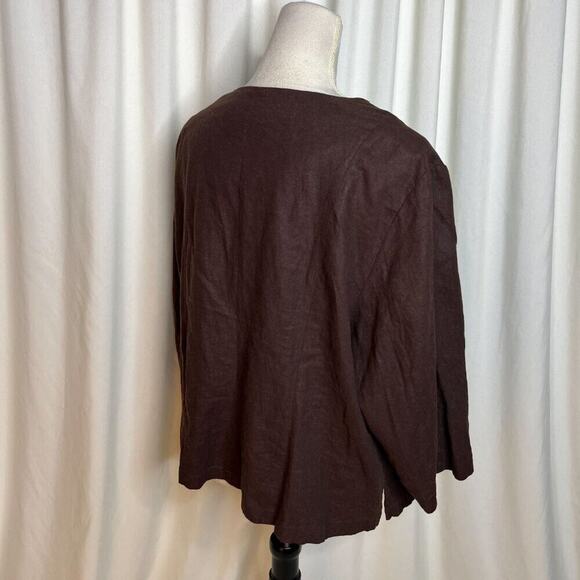 Versailles Open Front Beaded Jacket Seashell Sequin Linen Blend Women's 22W Euro - Picture 6 of 10